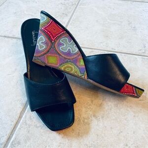 Sam & Libby Platform Wedge Size 7.5 Blue Purple Red Green Pattern